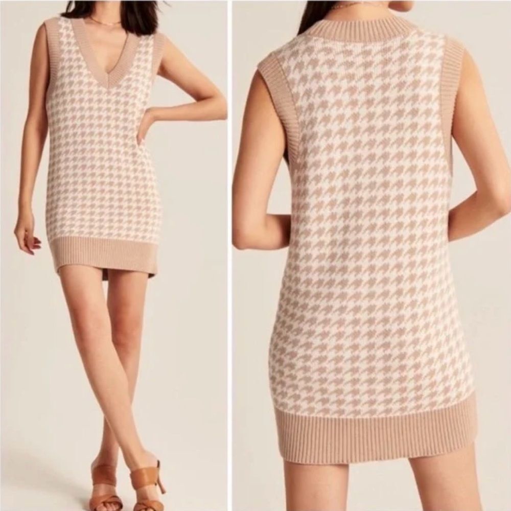 Abercrombie & Fitch houndstooth v neck sweater dress size xs